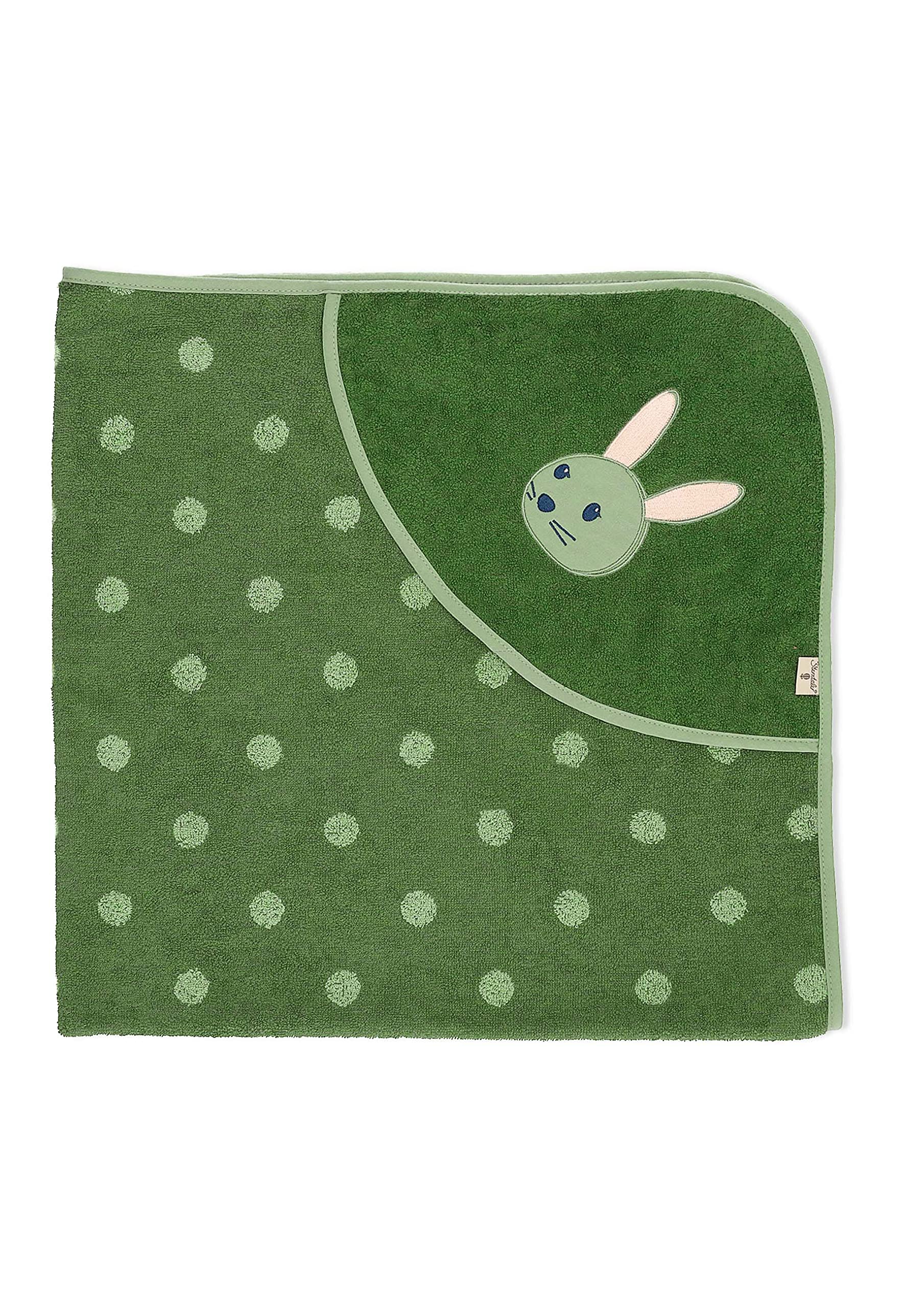 Sterntaler Serviette de Bain bébé Unisexe GOTS Kinni - Poncho de Bain pour bébé - Serviette à Capuche - Serviette de Bain pour Enfant avec Motif Lapin - Bio - Vert foncé