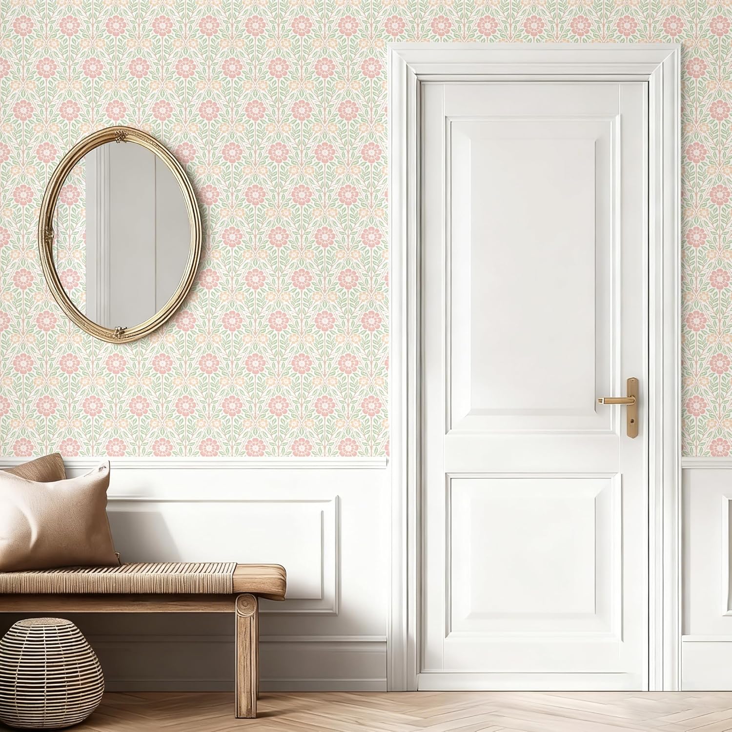 YXTII Floral Peel and Stick Wallpaper, 17.3" x 78.7" French Pastoral Romance Wall Paper Removable Self Adhesive Wallpaper for Bedroom Bathroom Decorative Shelf