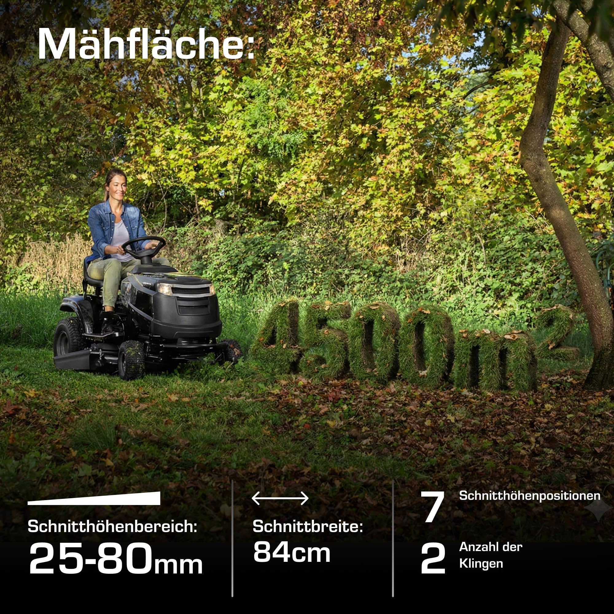 Alpina AT3 98 A Rasentraktor, 6,5 kW, 98 cm – Elektromagnetische PTO-Kupplung, Mulchfunktion – Rasenflächen bis 4.500 m²