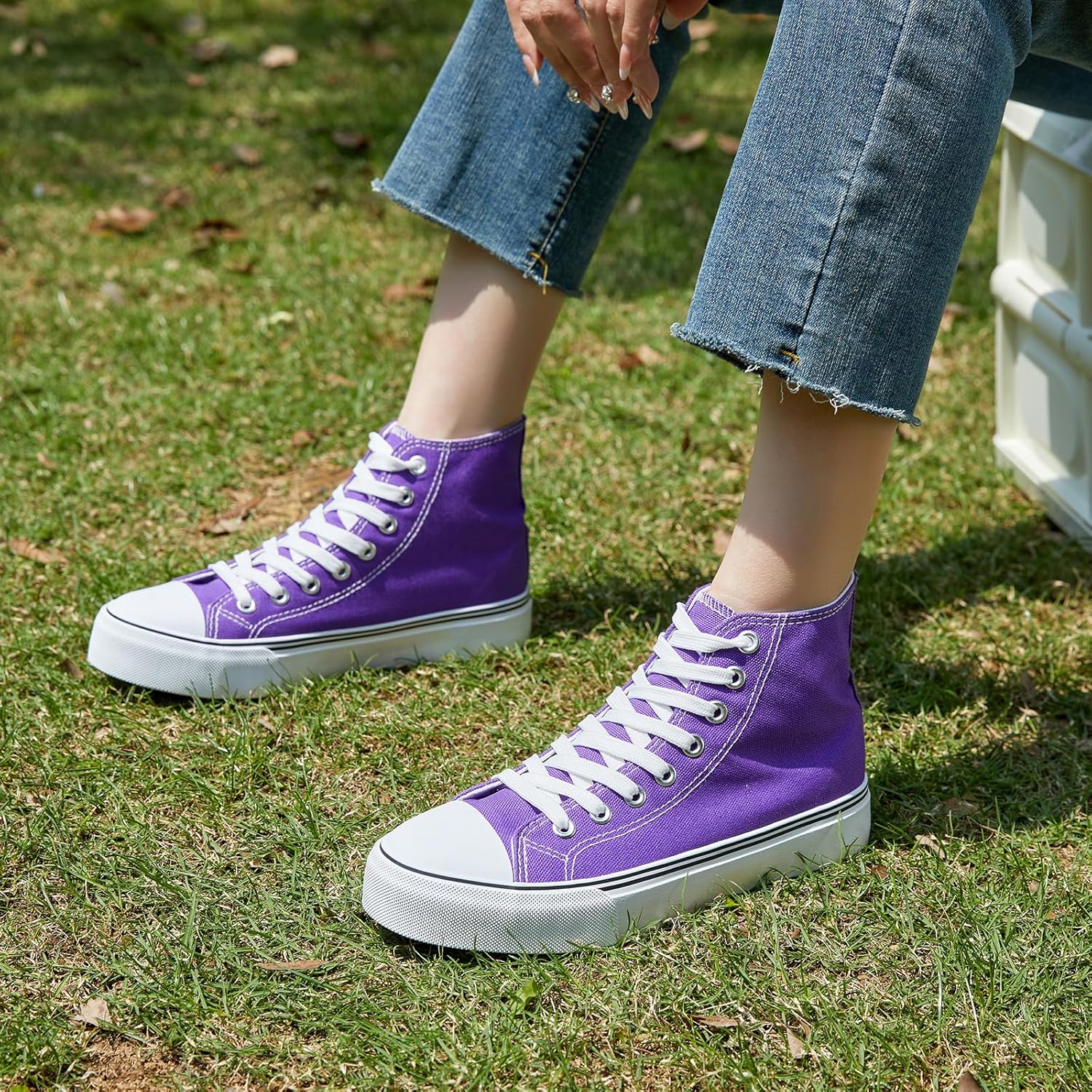 ZGR Womens High Top Canvas Sneakers,Lace-up Canvas Shoes,Casual Tennis Walking Shoes - Image 3