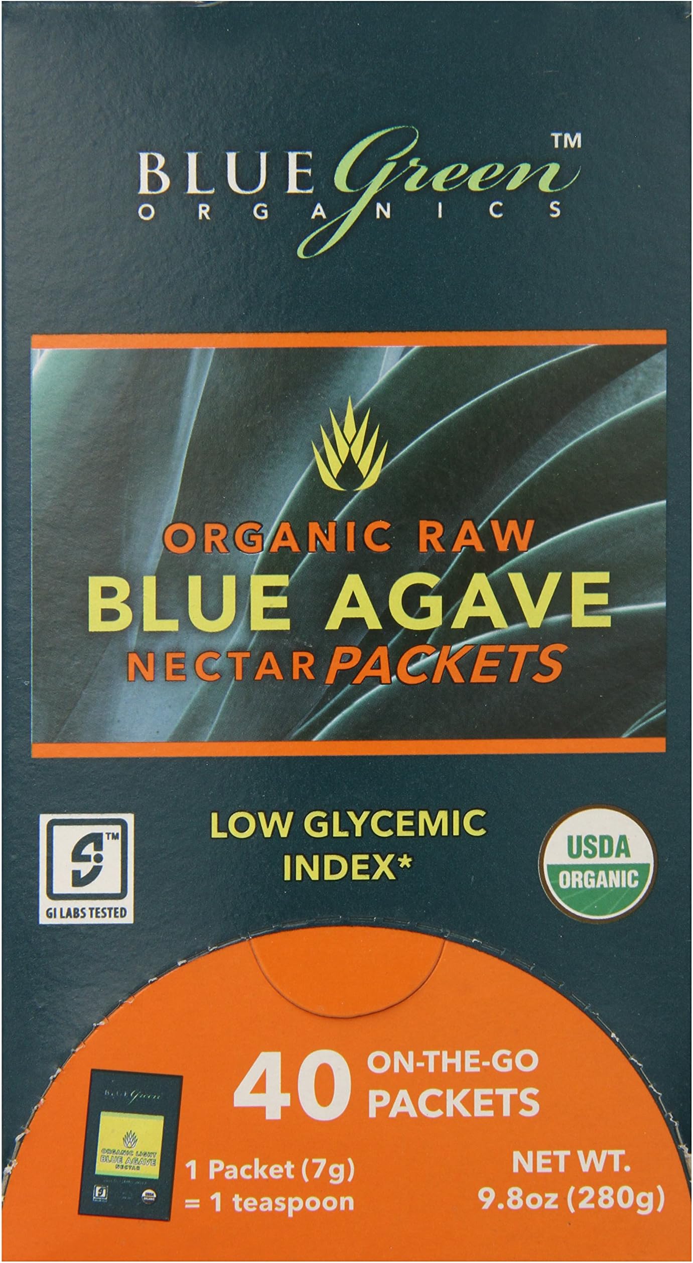 Blue Green Agave Organic Nectar Packets, Raw Blue, 9.8 Ounce (Pack of 6)