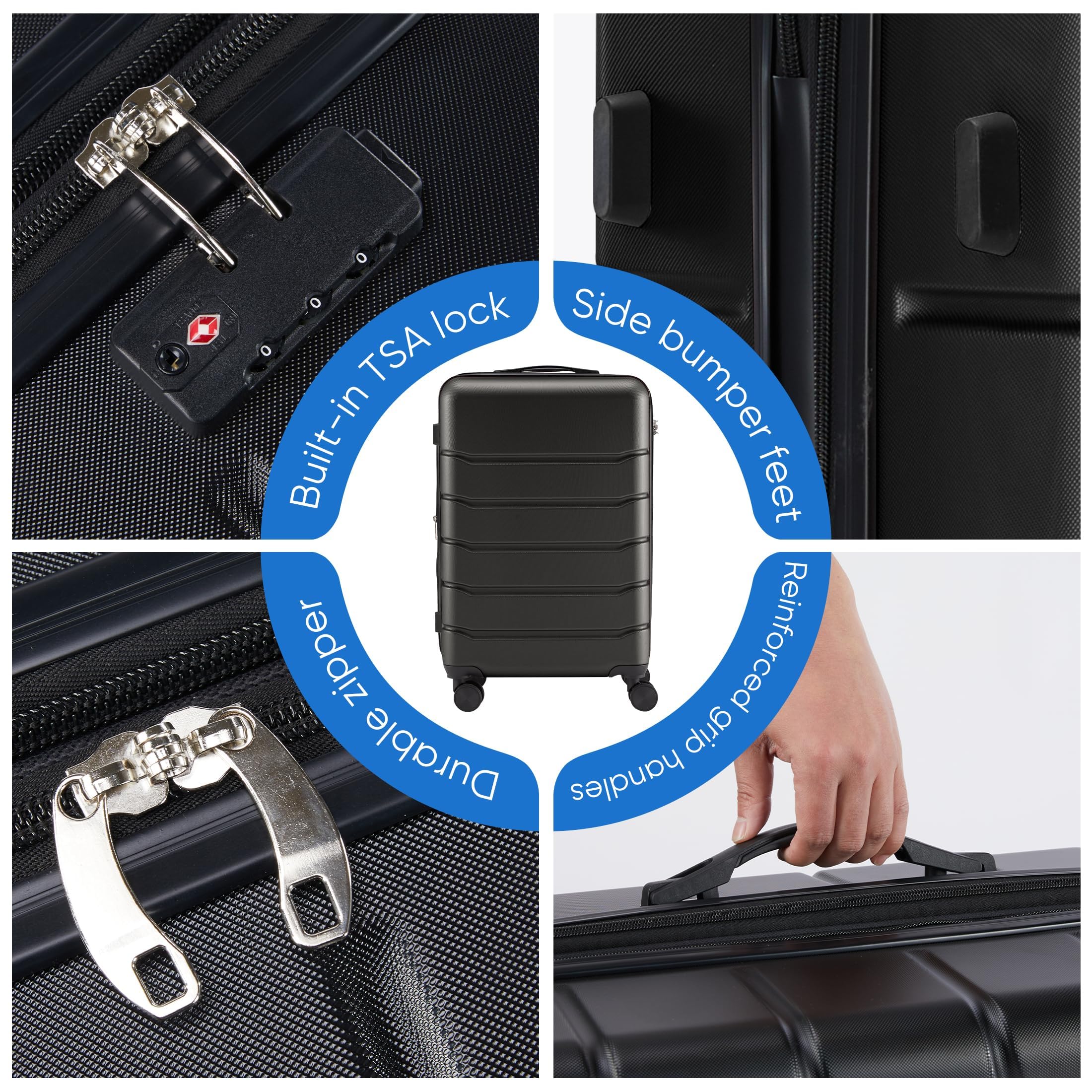 OLIXIS 29 Inch Luggage, Hardside Checked Suitcase with Spinner Wheels, Lightweight ABS Hard Shell Travel Luggage, TSA Approved Lock, Expandable Large Suitcase for Business & Travel–Black view 4