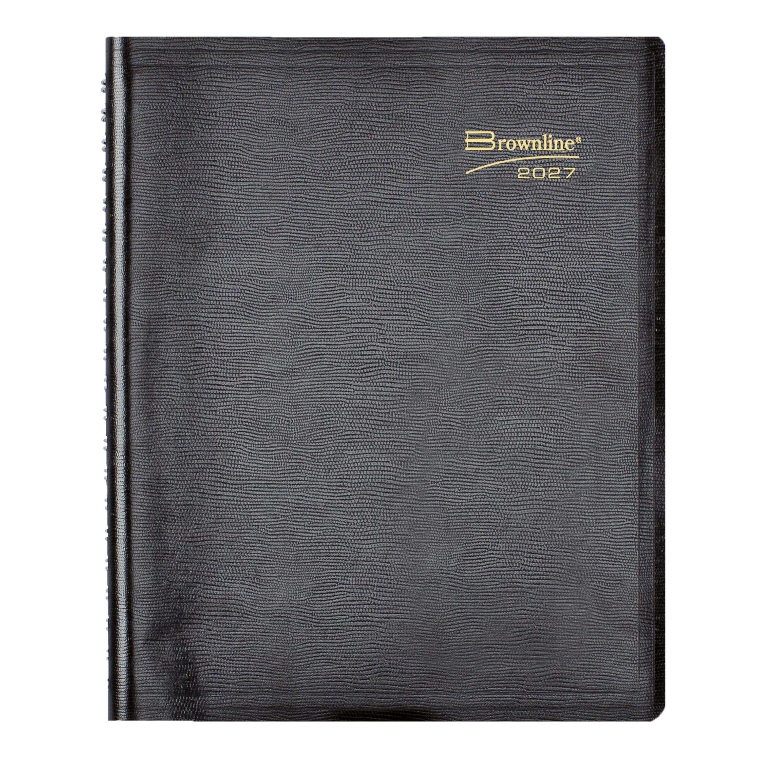 Brownline® Agenda giornaliera 2027, agenda giornaliera 12 mesi, da gennaio a dicembre, rilegatura a doppio filo, 28 x 21,6 cm, nero (CB965.BLK)