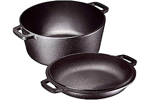 Bruntmor Cast Iron Soup Pot: 2-in-1 Braising Pan with Versatile Skillet Lid