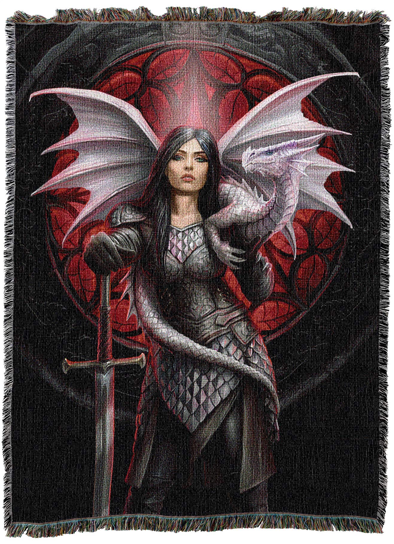 Pure Country Weavers Fantasy-Überwurf – Drachen-Krieger Design Von Anne Stokes, 183x137 Cm, Baumwolle