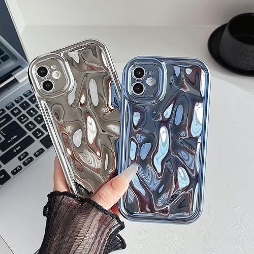 Miniatura 10 de Caseative Lindo patrón de burbujas de meteorito ondulado de agua, chapado en cromo, galvanizado, protección suave para la lente de la cámara,