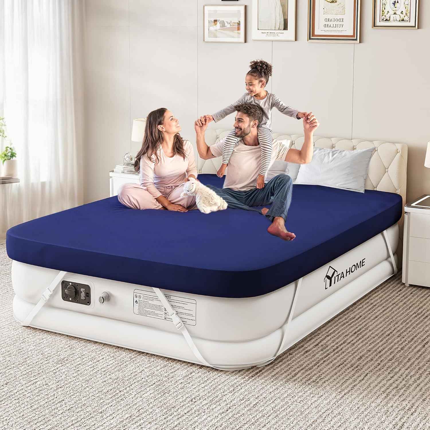 YITAHOME Queen Air Mattress with Sheet, 18 Inch Inflatable Mattress with Built-in High-Speed Pump, Carrying Bag and Patch Tools, Luxurious Elevated Inflatable Bed for Home Travelling and Camping