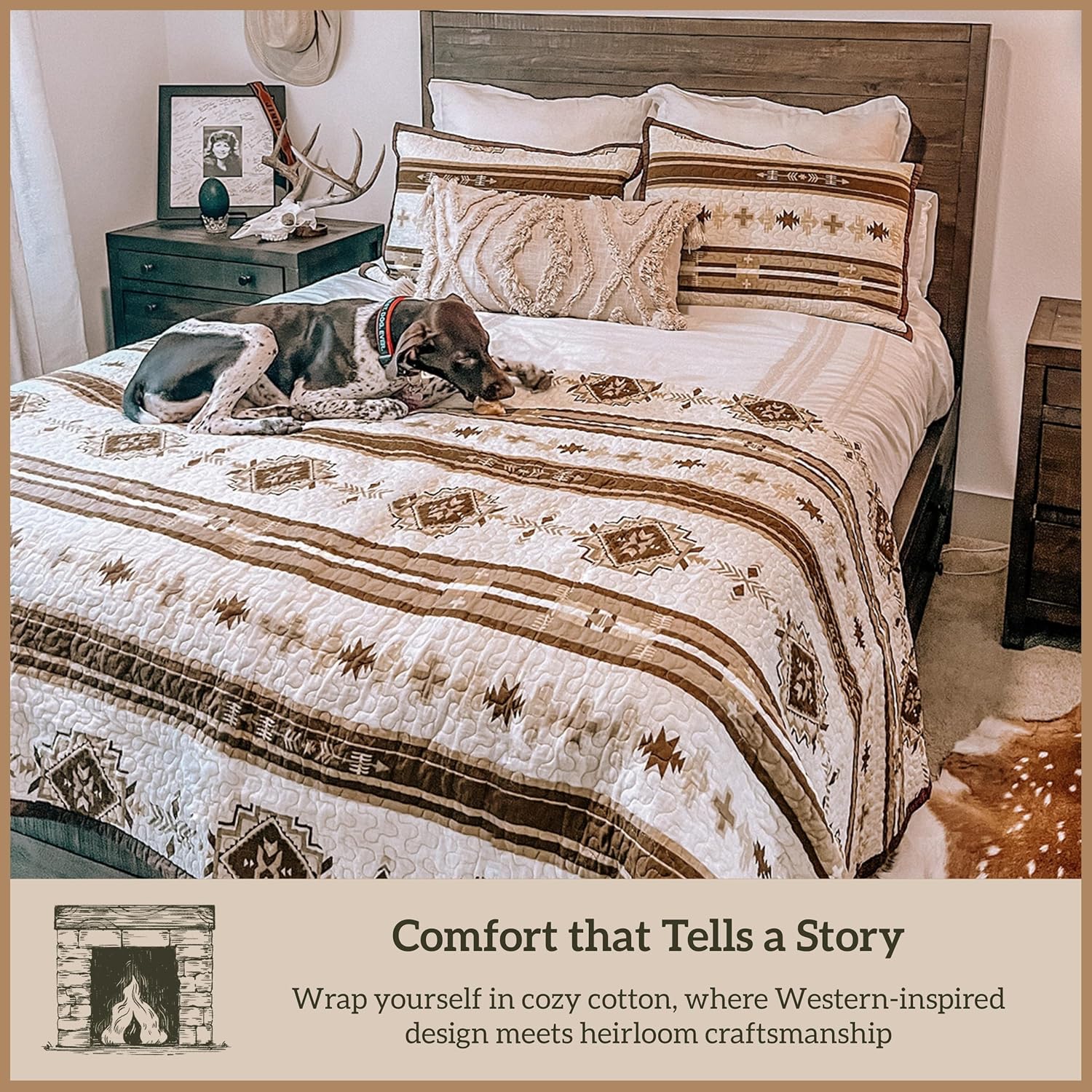 Paseo Road Dakota Queen Quilt Set, 3 Piece Rustic Western Bedding Set with Pillow Sham, Lightweight Reversible Cotton Quilt with Southwestern Aztec Pattern, Soft Breathable Cozy Boho Bedding - Image 9