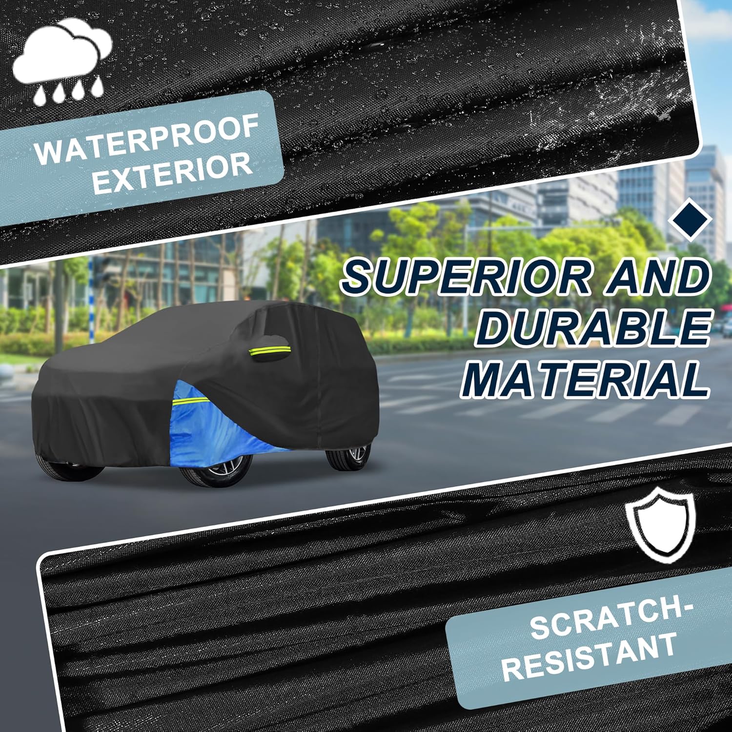 Car Cover Waterproof Custom Fit for Jeep Grand Cherokee 2002-2023 All Weather for Automobiles Outdoor Snow Sun Dust UV Protection Full Exterior Cover with Door Zipper