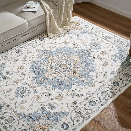 Miniatura 83 de jinchan Alfombra de Área 2x3 pies Alfombra Vintage de Entrada Lavable Bohemia Tapete Interior para Puerta Medallón Floral Tapete Pequeño para Puerta