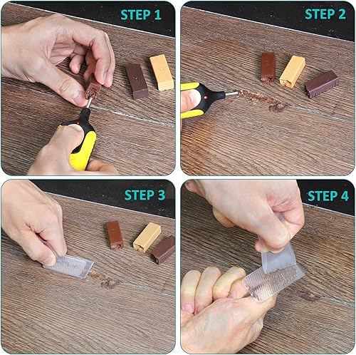 Miniatura 9 de Navaris Kit de reparación de pisos de madera, palos de cera y herramienta de fusión para reparar pisos de madera dura, pisos laminados, muebles,