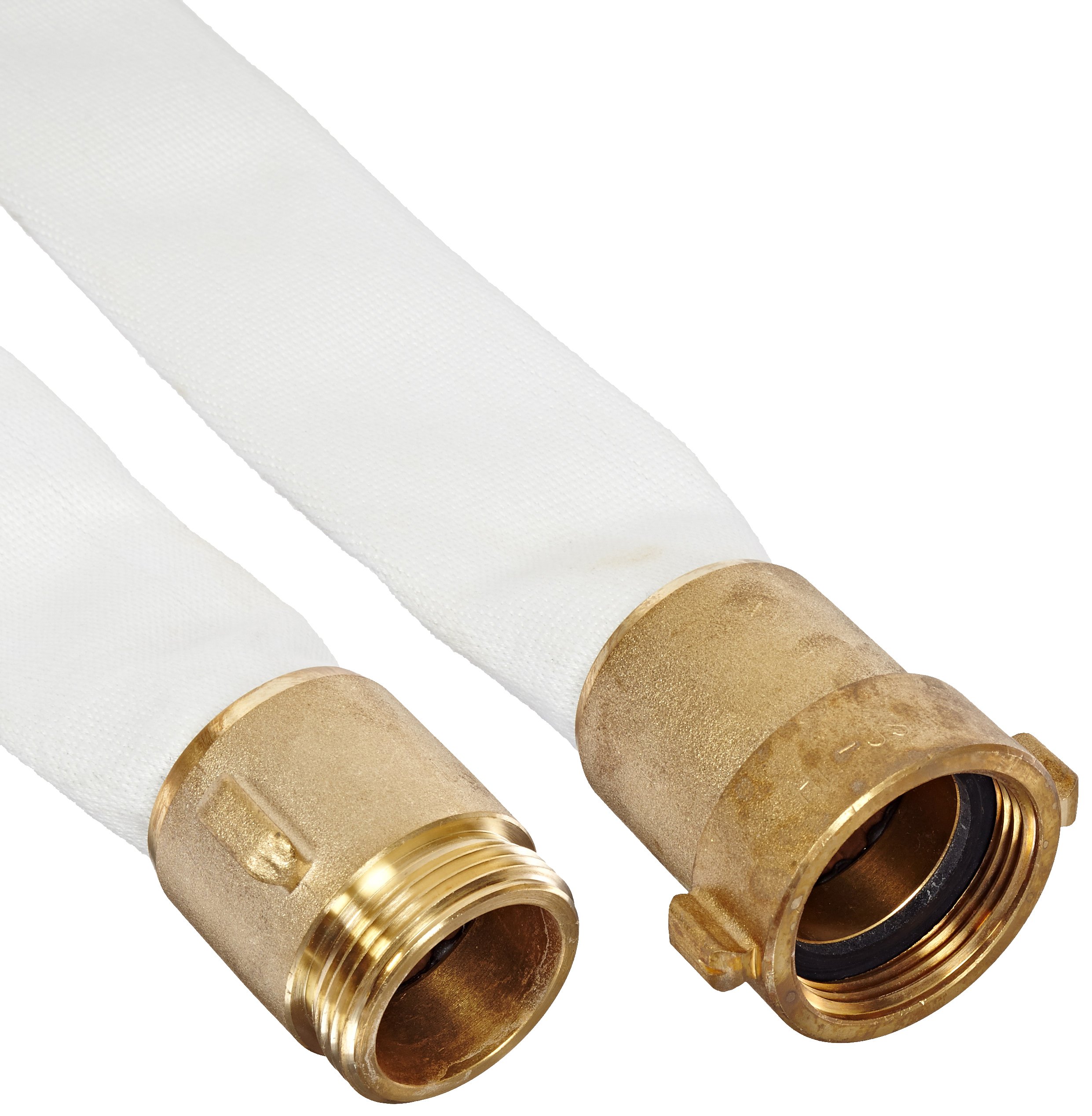 Dixon Valve A515-50RBF Polyester 500# Single Jacket Fire Hose with Brass Rocker Lug, NST Female x NST Male, 225 psi Pressure, 50' Length, 1-1/2
