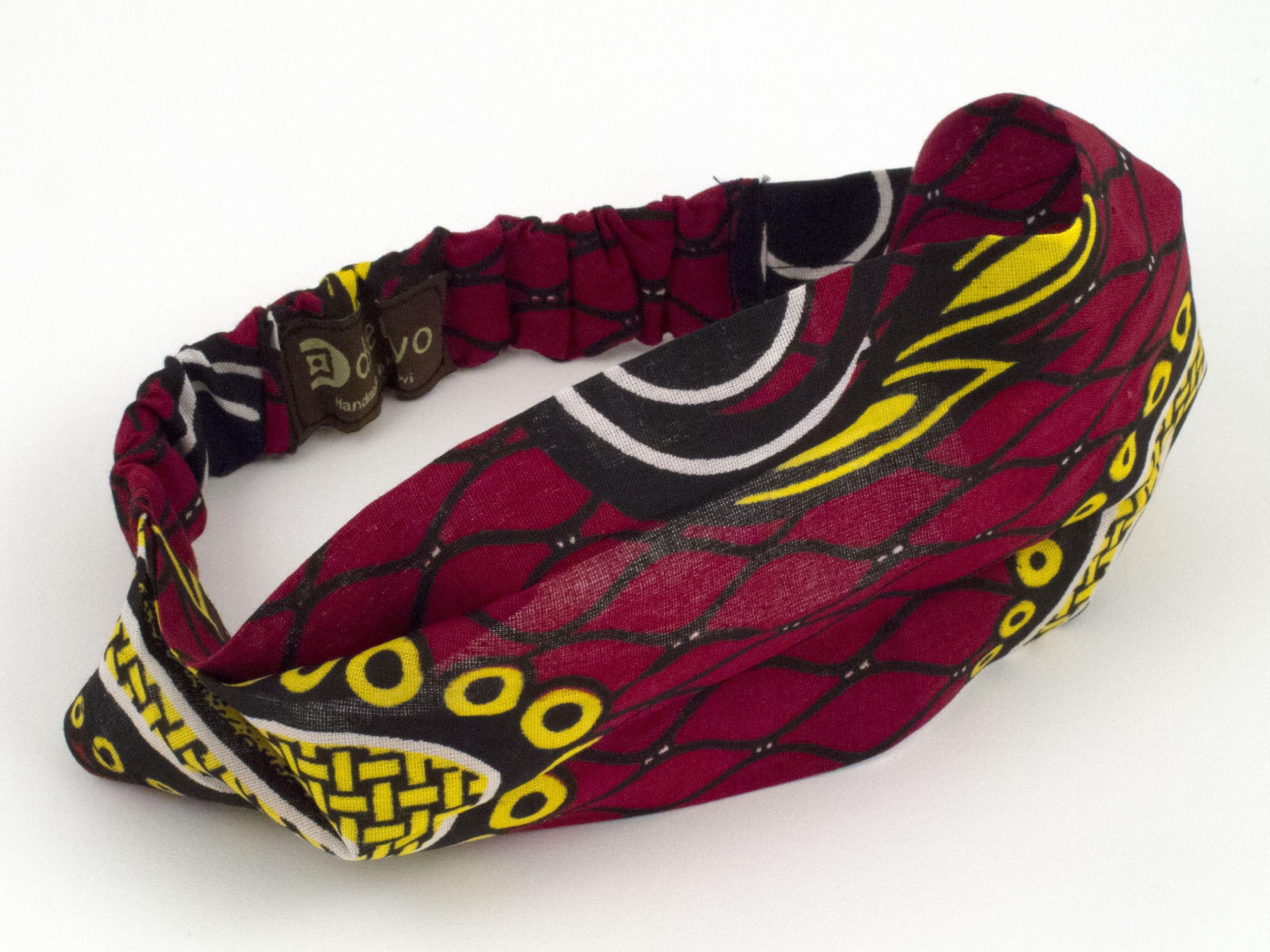 Dsenyo Cotton Stretch Headband Fair Trade Malawi One Size Red Paisley