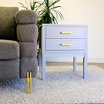 Inspirer Studio 2 Drawer Side Table with Charging Station, Mid-Century Modern Nightstand, 2 USB Ports, 2 Outlets, Light Blue Gray