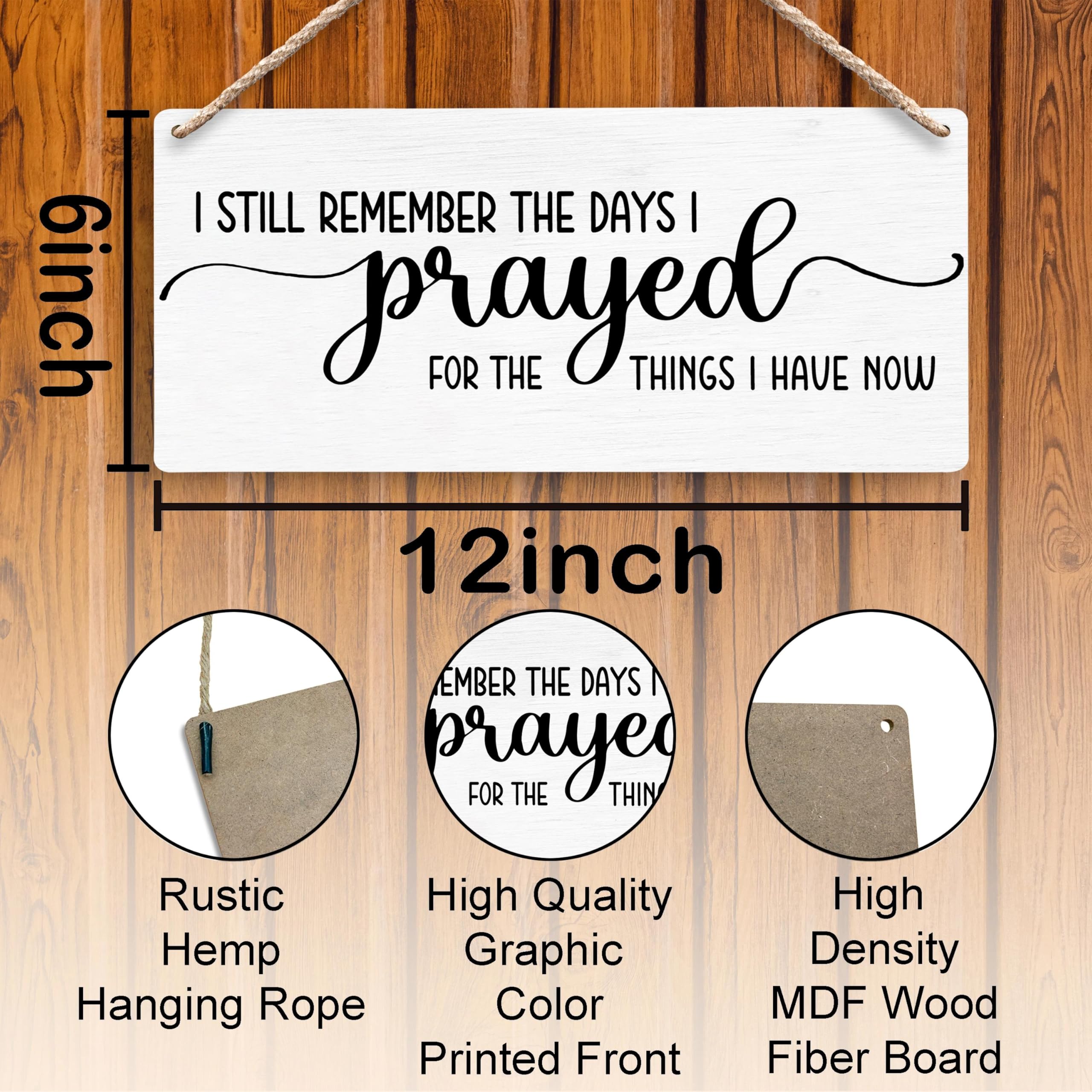 FUGWN Letreros de madera cristianos colgantes de 12 x 6 pulgadas, con texto en inglés "I Still Remember the Days I Prayed", versículo bíblico, escritura religiosa, decoración de pared, placa de madera