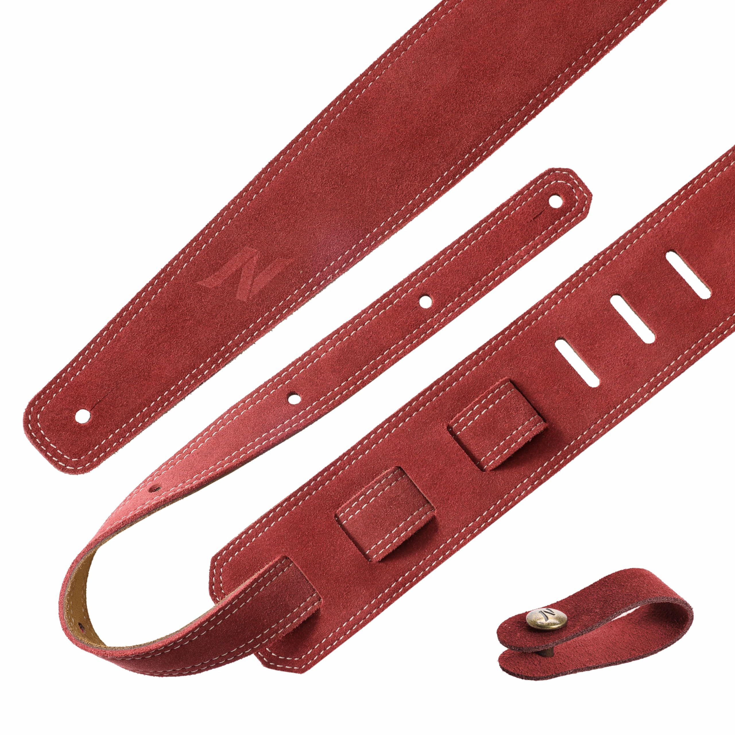 Nefelibata Guitar Strap, 2.5" Wide Bavarian Tumbled Leather Guitar Straps with Foam Padding and Cable Storage Loop - Image 2