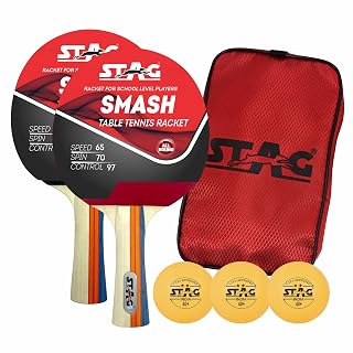 STAG Iconic Smash Table Tennis Playset | 2 Racquets & 3 ABS Balls | Intermediate Ping Pong Set for Training & Competitive Play | Durable, Lightweight & Easy to Use