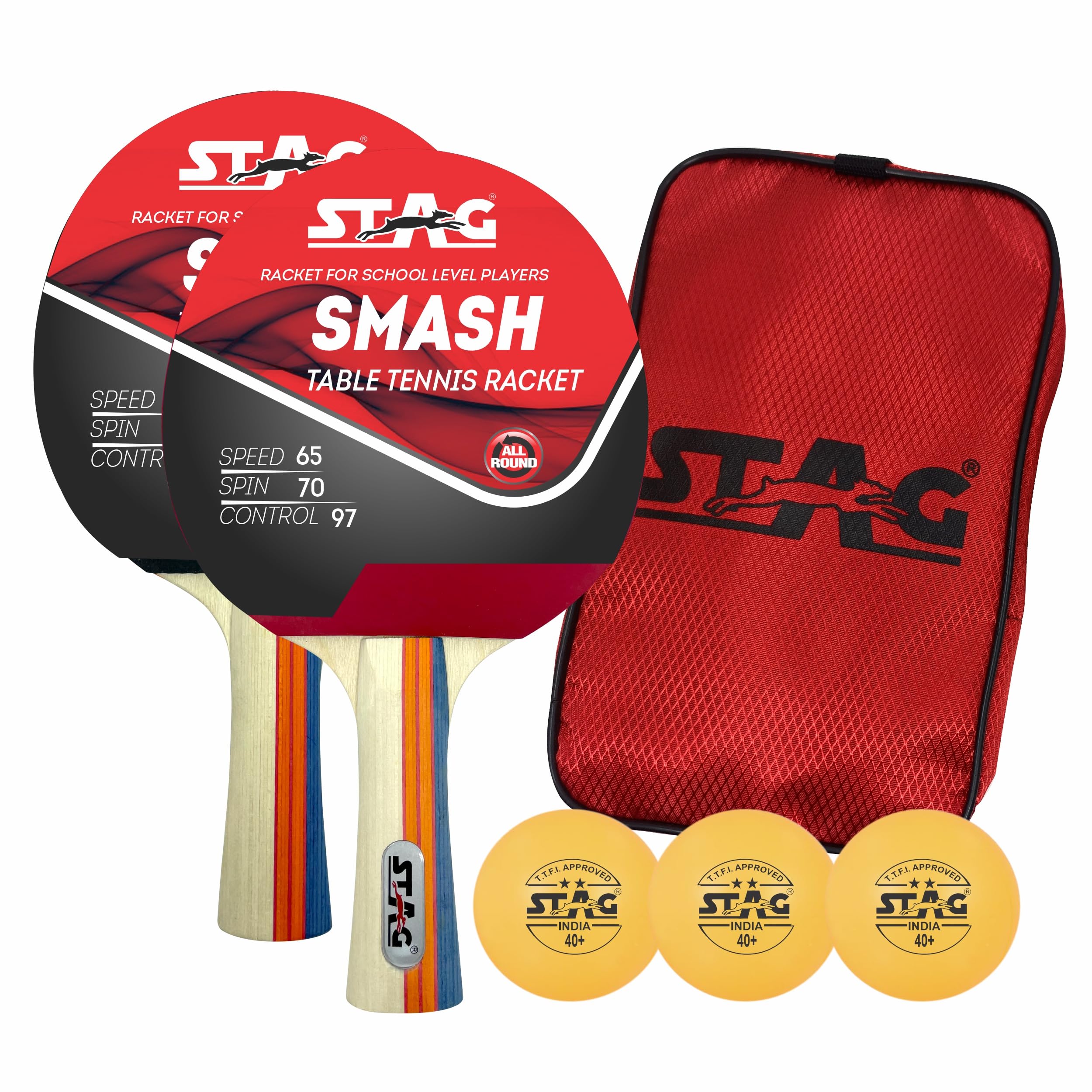 Stag Iconic Smash Series Professional Table Tennis (T.T) PlaySet - Table Tennis Rackets and T.T Balls Included| All-in-One Ping Pong Paddle Playset-image-47