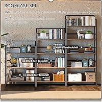 Vista 5 de 4NM No Assembly 5 Tiers Folding Bookshelf Storage Shelves Vintage Bookcase Standing Racks Study Organizer Home Office (Rustic Brown Black)