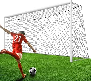 YUXUXU Soccer Goal Net Replacement 24x8FT & 18.5x6.5FT - 4mm Nylon Hex Mesh, Weatherproof, Heavy-Duty Durability