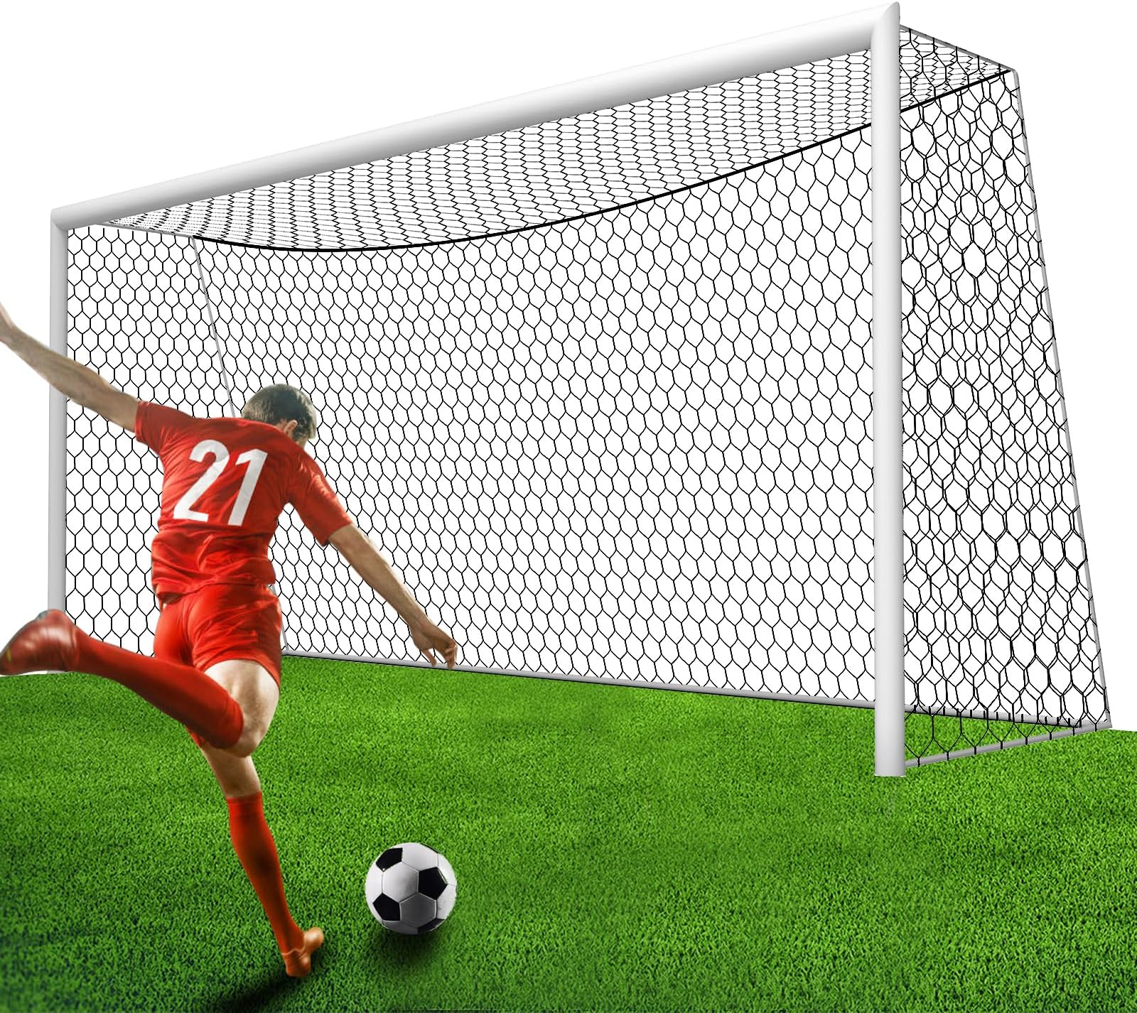 Professional Soccer Goal Net Replacement 24x8FT,18.5x6.5FT [4mm Nylon, 4" Hexagonal], Upgraded Weather Resistance, Enhanced Break Strength, Superior Abrasion Resistance