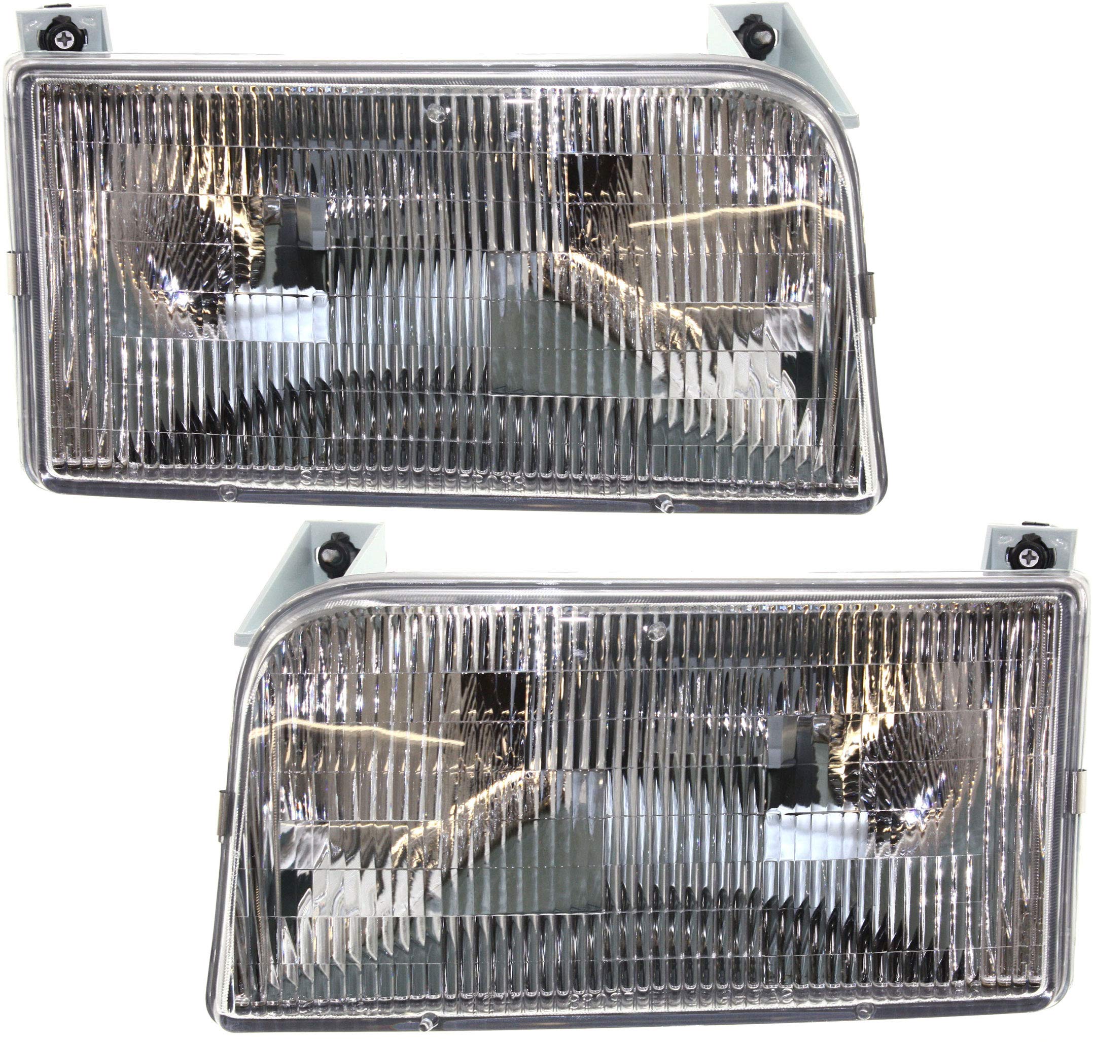 Evan Fischer Driver and Passenger Side Headlight for Ford F-150 1992-1997 Halogen With bulbs Replaces # F2TZ13008A, F2TZ13008B
