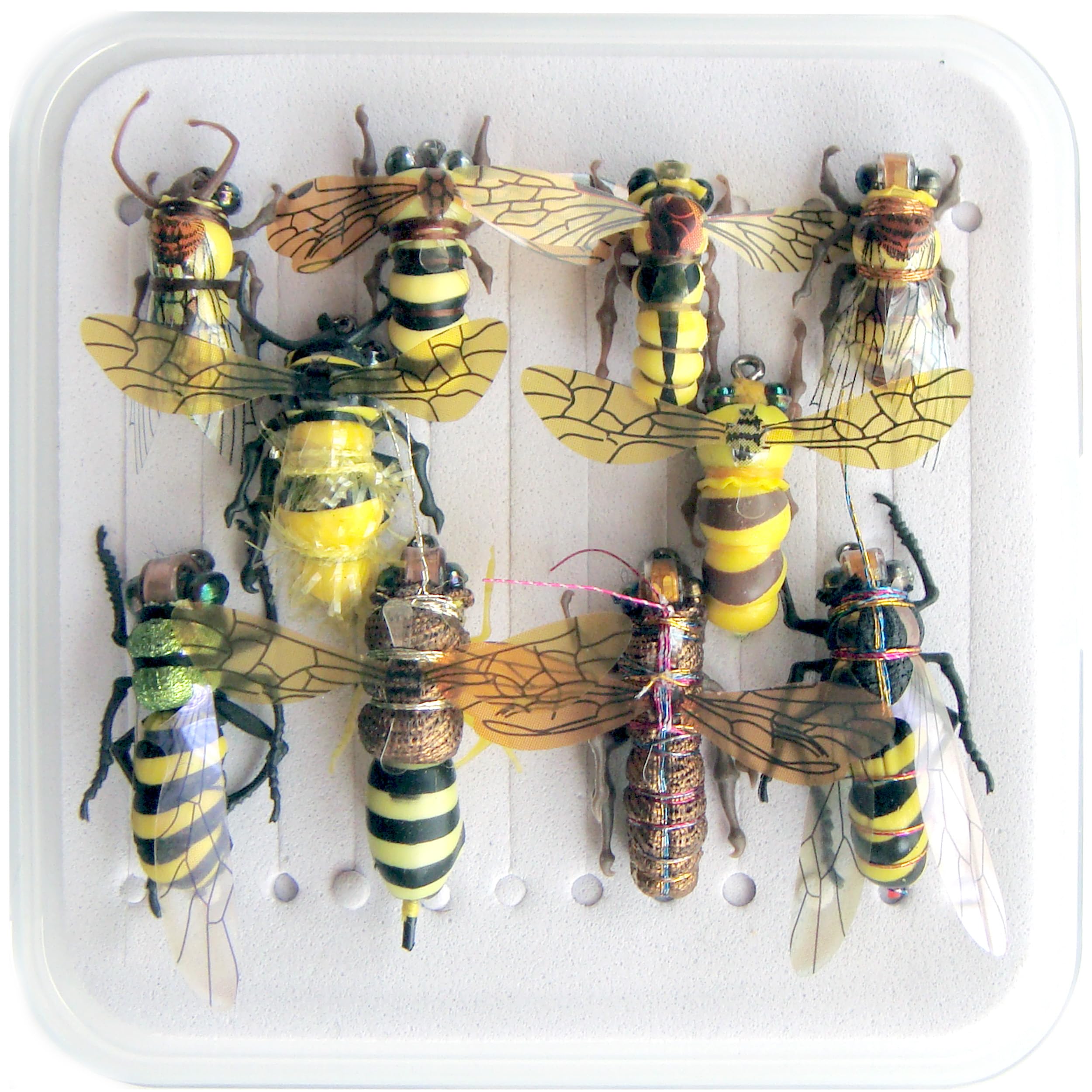 Juego de moscas de abeja salvaje serie C: 12 moscas secas, punta de aguja, gancho de acero inoxidable, talla única, trucha y perca