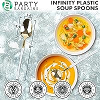 Vista 170 de Party Bargains Disposable Plastic Black Gold Cutlery Set, Infinity Modern Design Utensils, 40 Pack: 16 Forks, 8 Knives, 16 Spoons