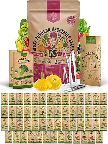 55 Vegetable Seeds Variety Pack - 35,600+ Non-GMO Heirloom Seeds
