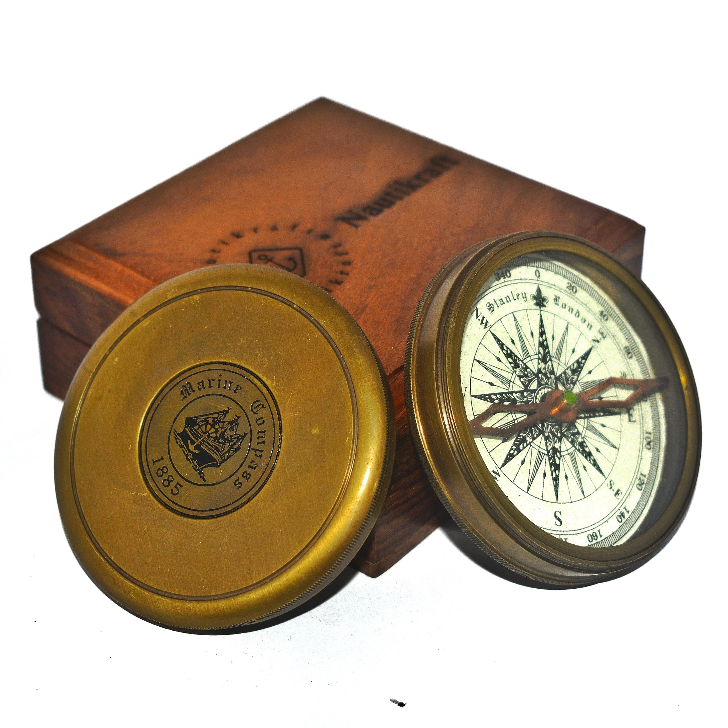 Dolchi Bussola In Ottone Vintage Ispirata A Tolkien Con Custodia In Pelle - 'Not All Who Wander Are Lost'
