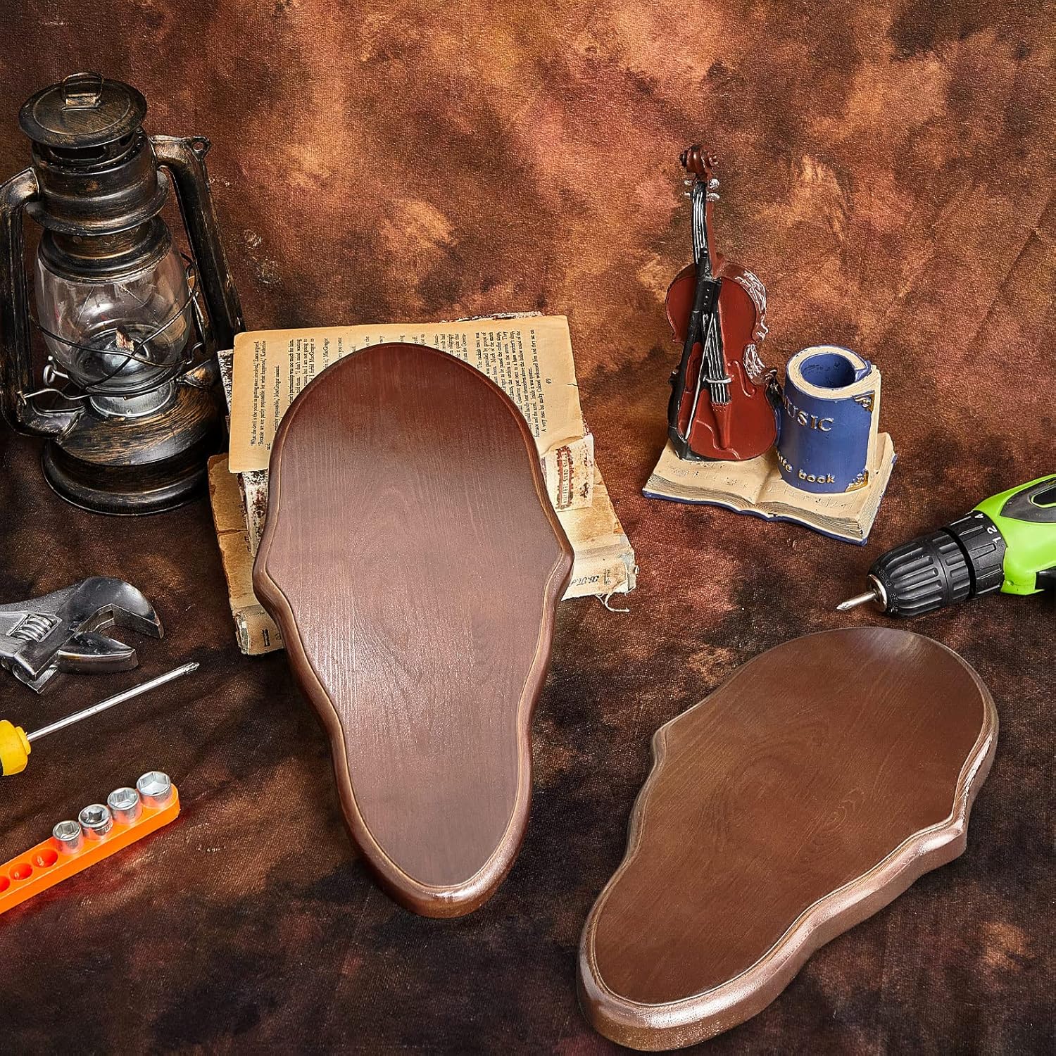 Sintuff 2 Pcs Deer Mount Plaque Skull Face Plate Plaque European Mount Wooden European Skull Hanger for Antler Elk Head Display Hunting Winter Decor