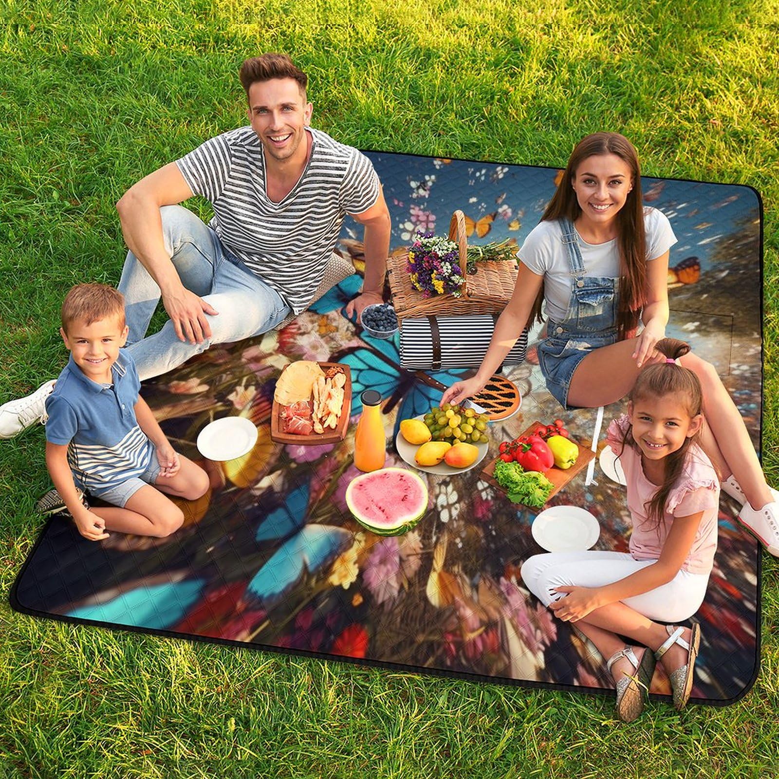 3D Stampa Farfalla Coperta Picnic Impermeabile animali Stuoia Spiaggia Pieghevole Coperta Da Picnic Per Spiaggia Campeggio Pic-nic Attività All'aperto 200x200cm