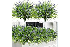 Sggvecsy Artificial Plants Outdoor - Lifelike Lavender Flowers Fake Monkey Grass UV Resistant