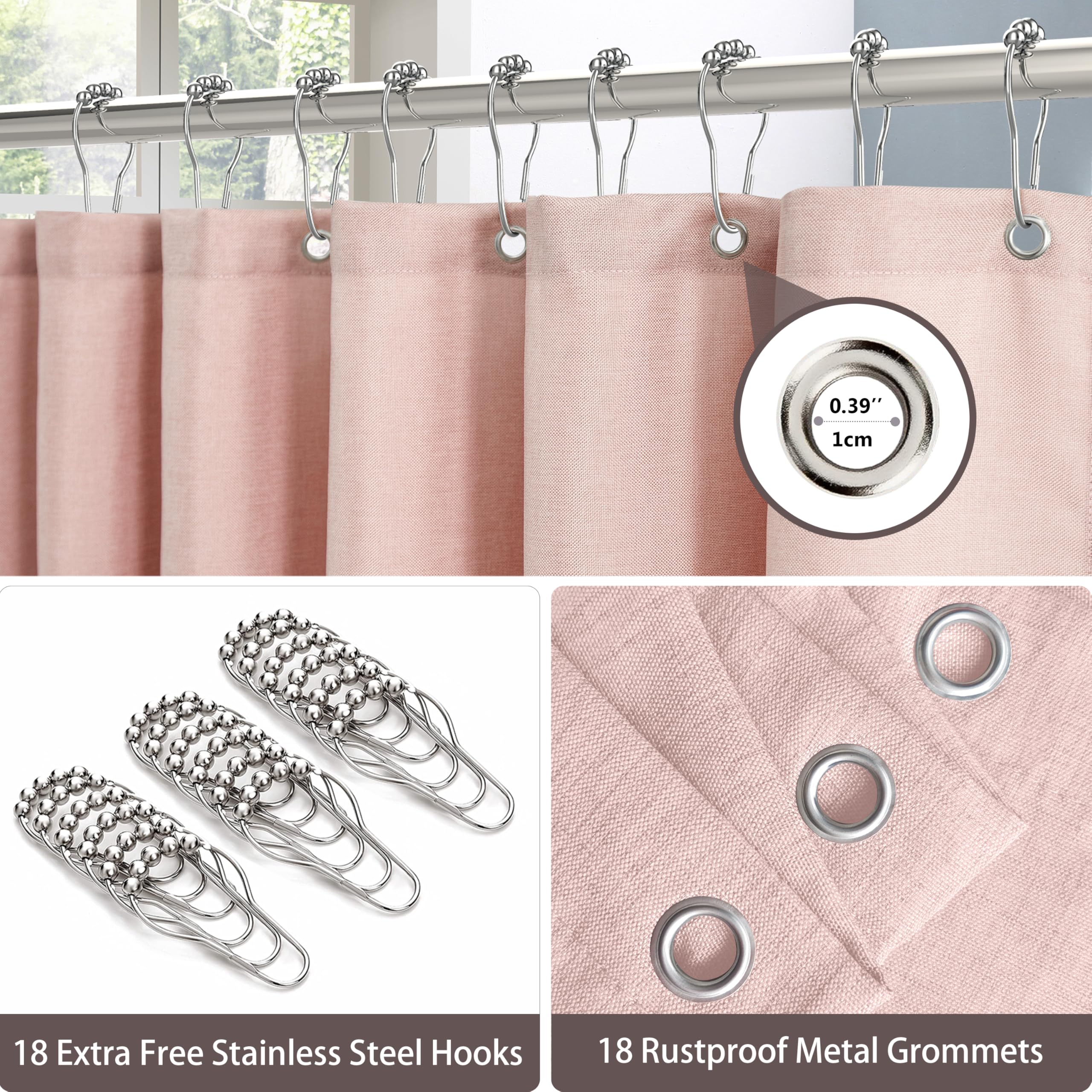 Shower Curtain for Bathroom with Metal Hooks Linen Fabric Shower Curtain Heavy Duty Bath Curtain for Wet Room Bathtub Shower Stall Hotel Quality - Image 3
