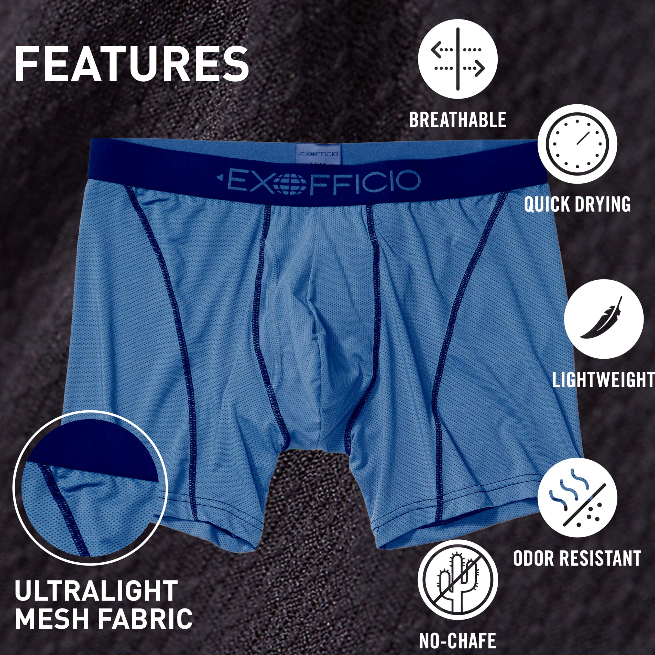EXOFFICIO Give-n-Go 2.0 Sport Mesh 6'' Boxer Brief Boxer Corti Uomo (Pacco da 1)
