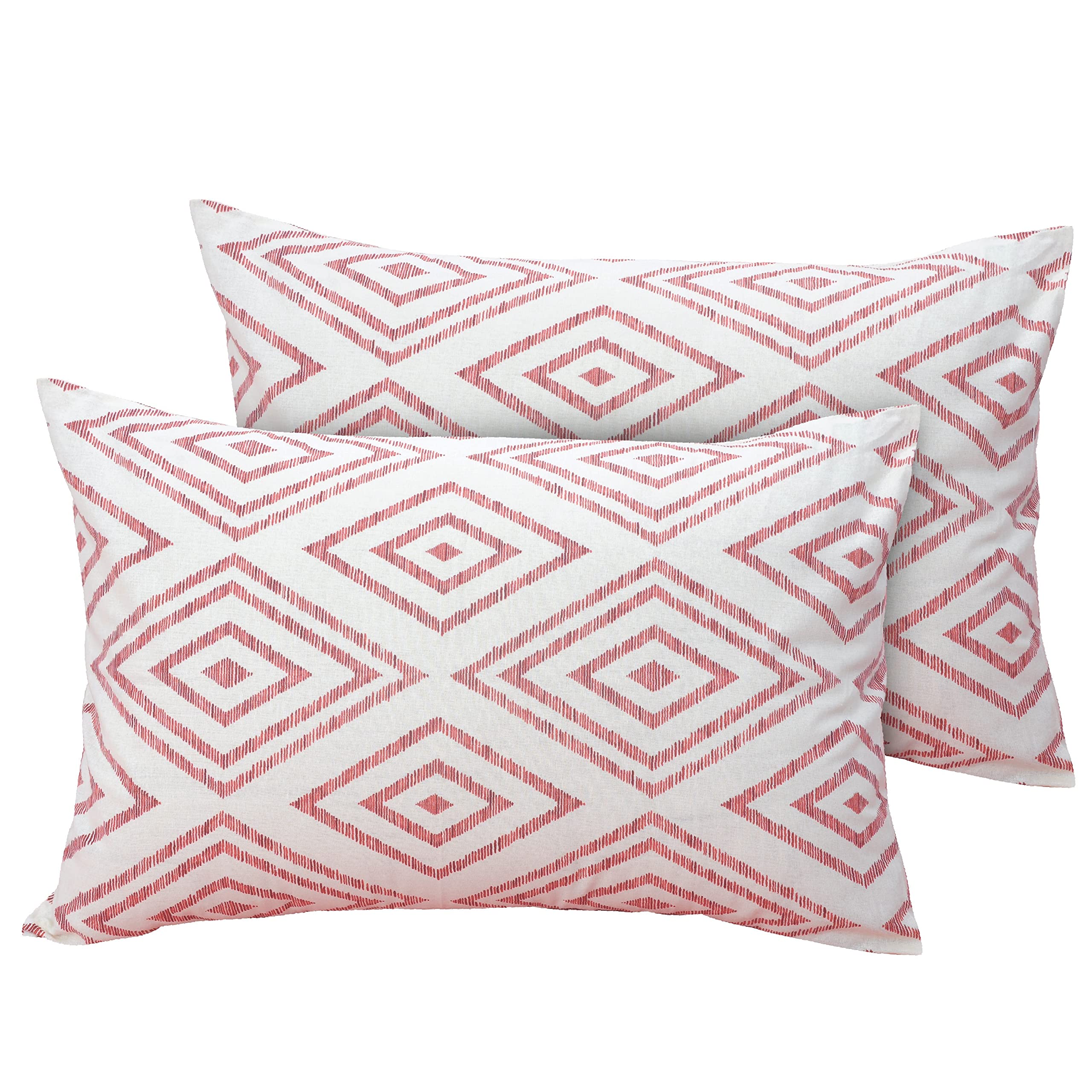 Huesland by Ahmedabad Cotton 144 TC Cotton Pillow Cover Set of 2 - Peach Pink & White (B0BWNDTNN8) Amazon Price History, Amazon Price Tracker