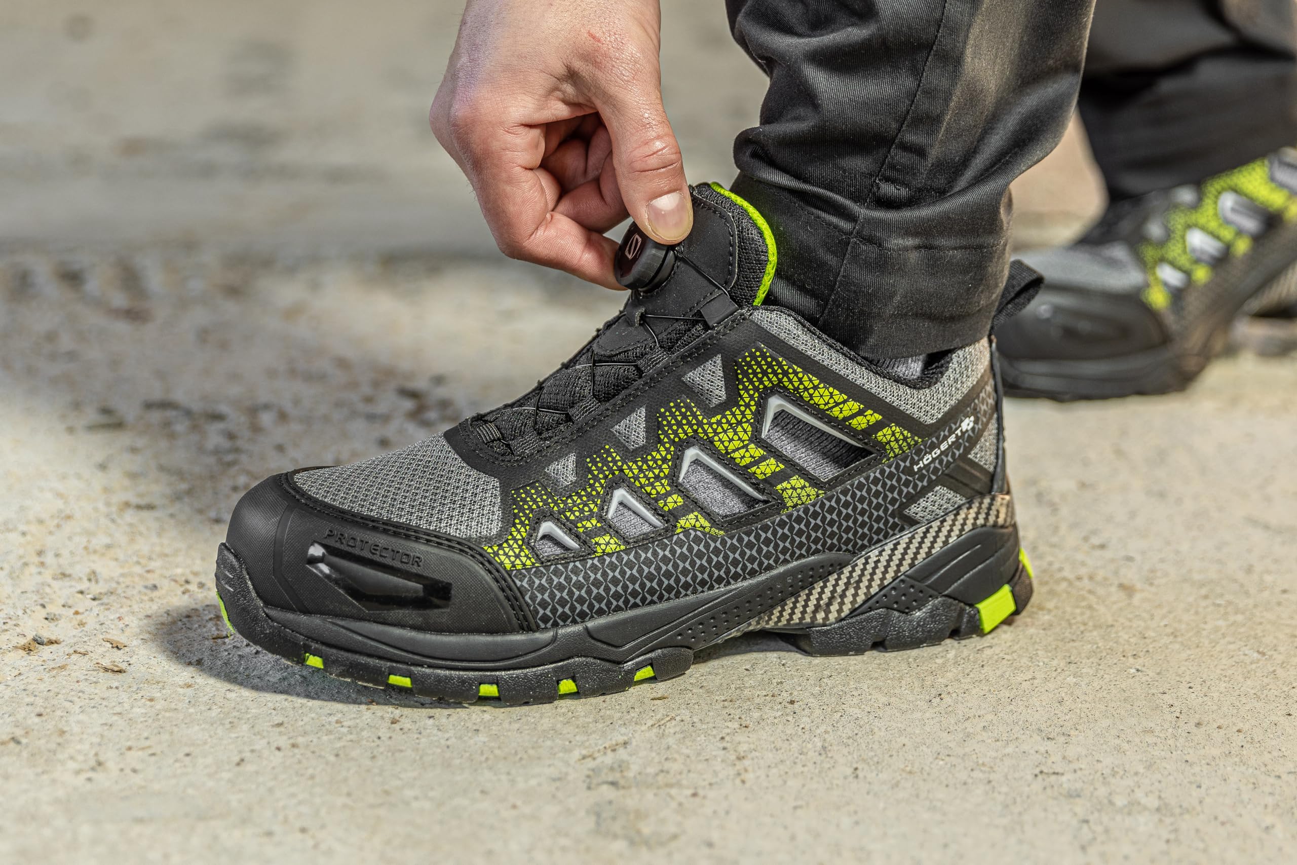 Högert Technik PAGLAU Sandales de protection Lace System S1PS SR FO noir/vert 44 | Chaussures de sécurité pour homme | Système de lacets | Sandales de travail | Sandales de sécurité |, Noir/vert, 44
