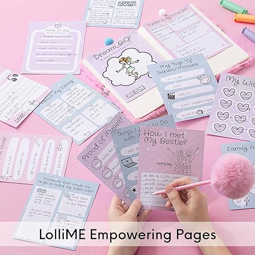 Miniatura 4 de Happy Lolli ME - Kit de diario rosa para niñas, más de 300 piezas, diario mullido con cerradura, marcadores, calcomanías y páginas de