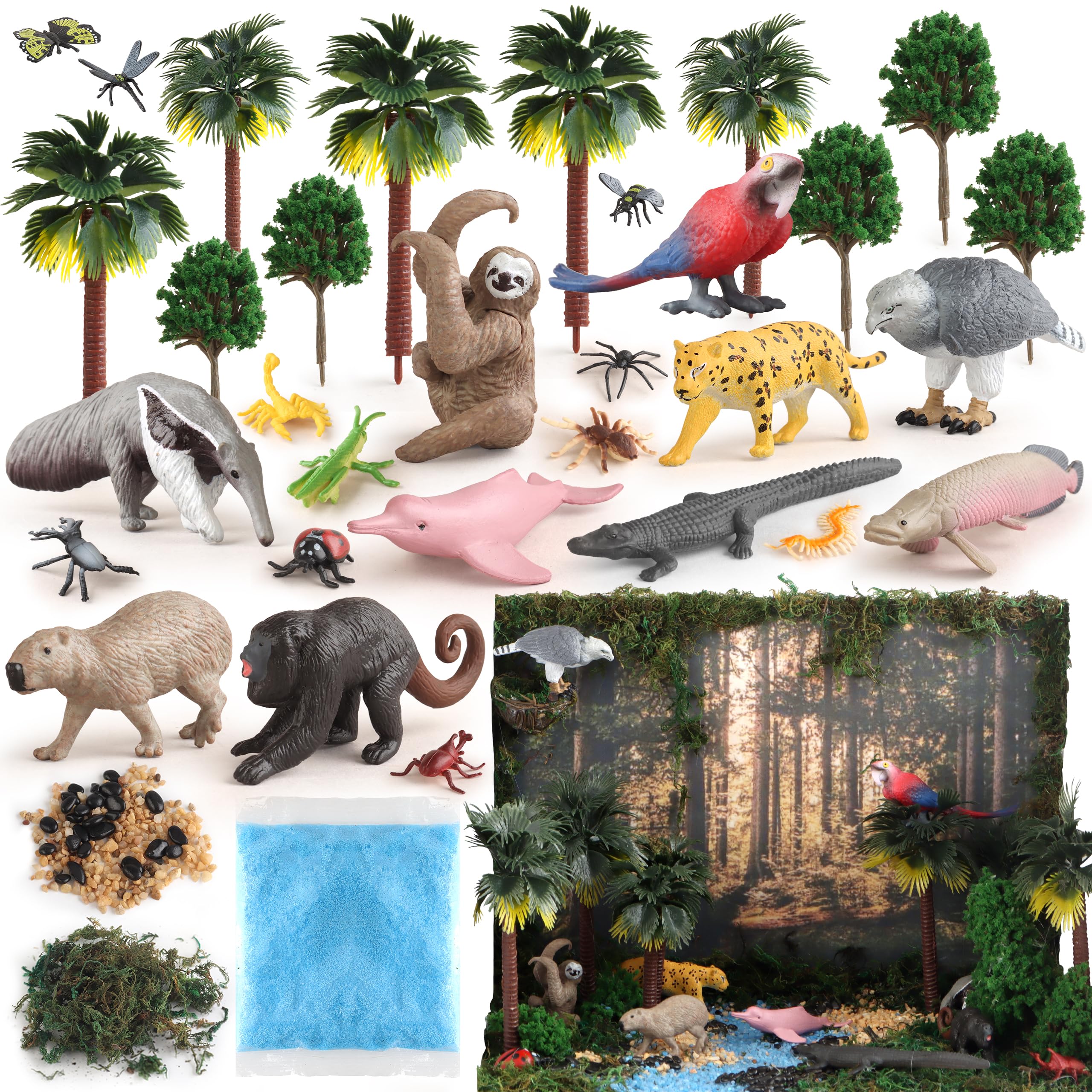 Amazon.co.jp: 熱帯雨林動物フィギュアおもちゃセット、熱帯雨林
