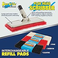 Vista 3 de STAR BRITE Almohadilla de fregado grande con limpiador de cabeza flexible, textura media (rojo) - Se fija al mango de extensión para un alcance