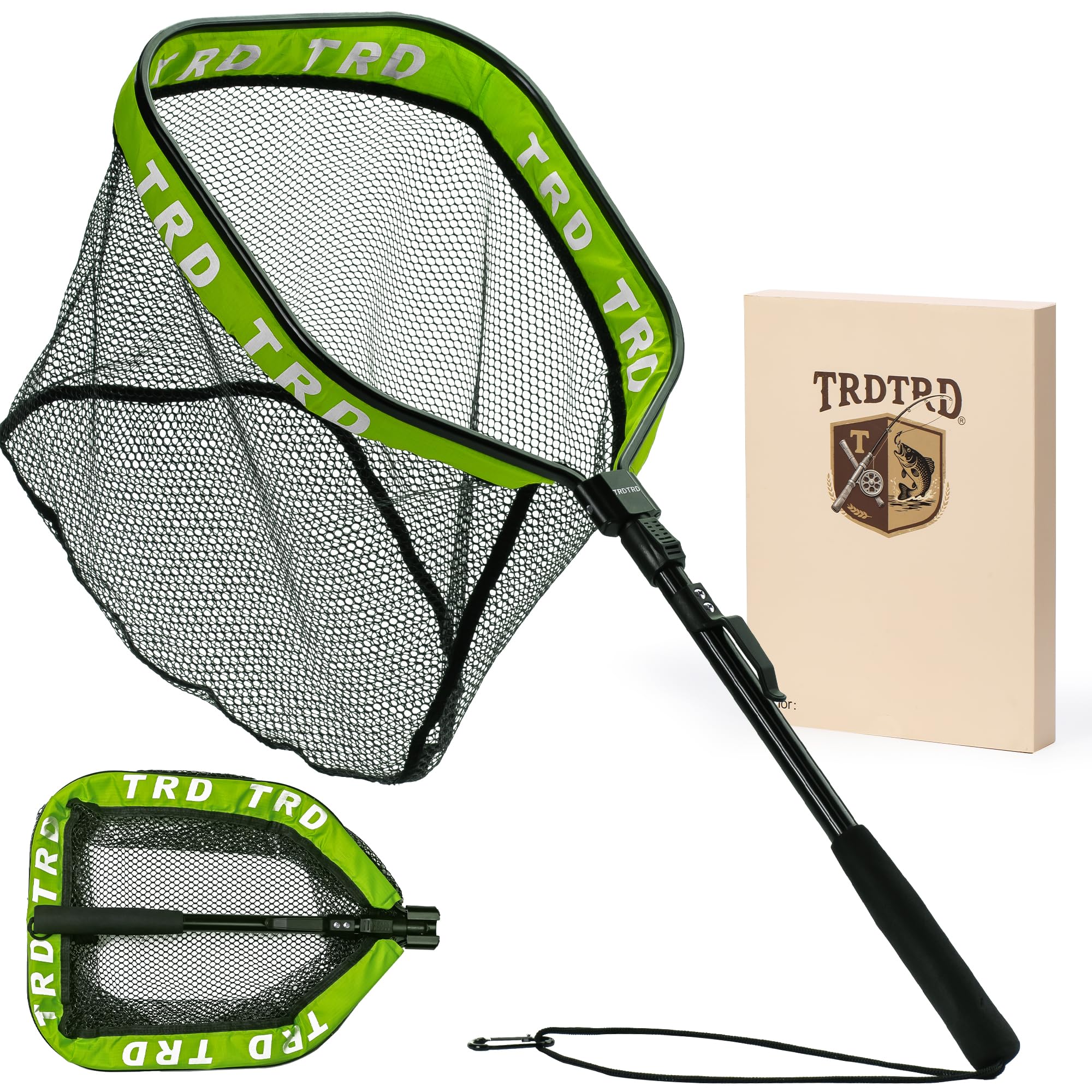 AluFloat X1 Floating fishing net for Steelhead, Fly Fishing, Kayak Fishing,Catfish, Bass & Trout - Rubber - Coated Collapsible Landing net with Fixed or Telescoping Handle-Fishing Gear & Gifts for Men