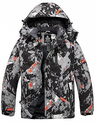Wantdo Men's Plus Size Waterproof Ski Jacket Big&Tall Warm Winter Hooded Coat Snow Mountain Windbreaker