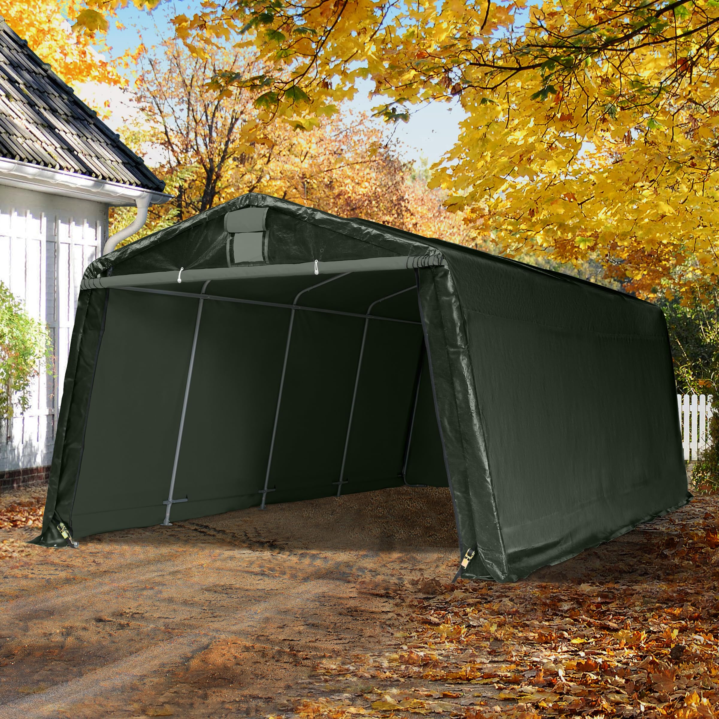 TOOLPORT Abri/Tente Garage Premium 3,3x6,2 m pour Voiture et Bateau - Toile PE 600 N imperméable Vert