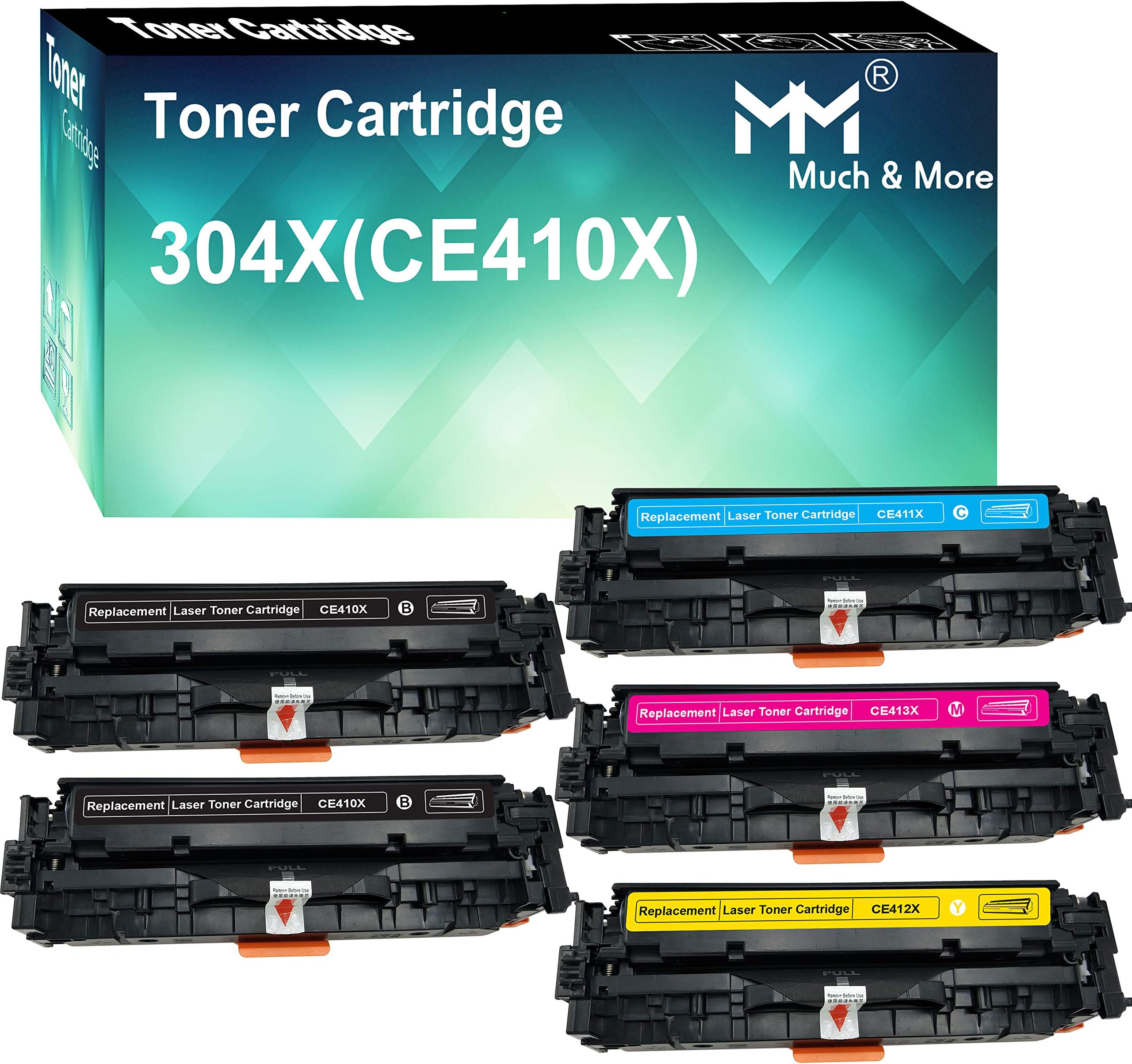 5-Pack（2X BK+C+M+Y） 305X 305A CE410X CE411A CE412A CE413A Toner Cartridge Used for HP Laserjet Enterprise 300 Color MFP M375nw Enterprise 400 Color M451nw M451dn M451dw Printer, by MuchMore