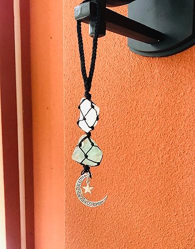 Miniatura 6 de Fluorita verde  Amatista espejo retrovisor accesorios para espejo de coche Accesorios colgantes ornamento espejo de coche Decoración de cristal para