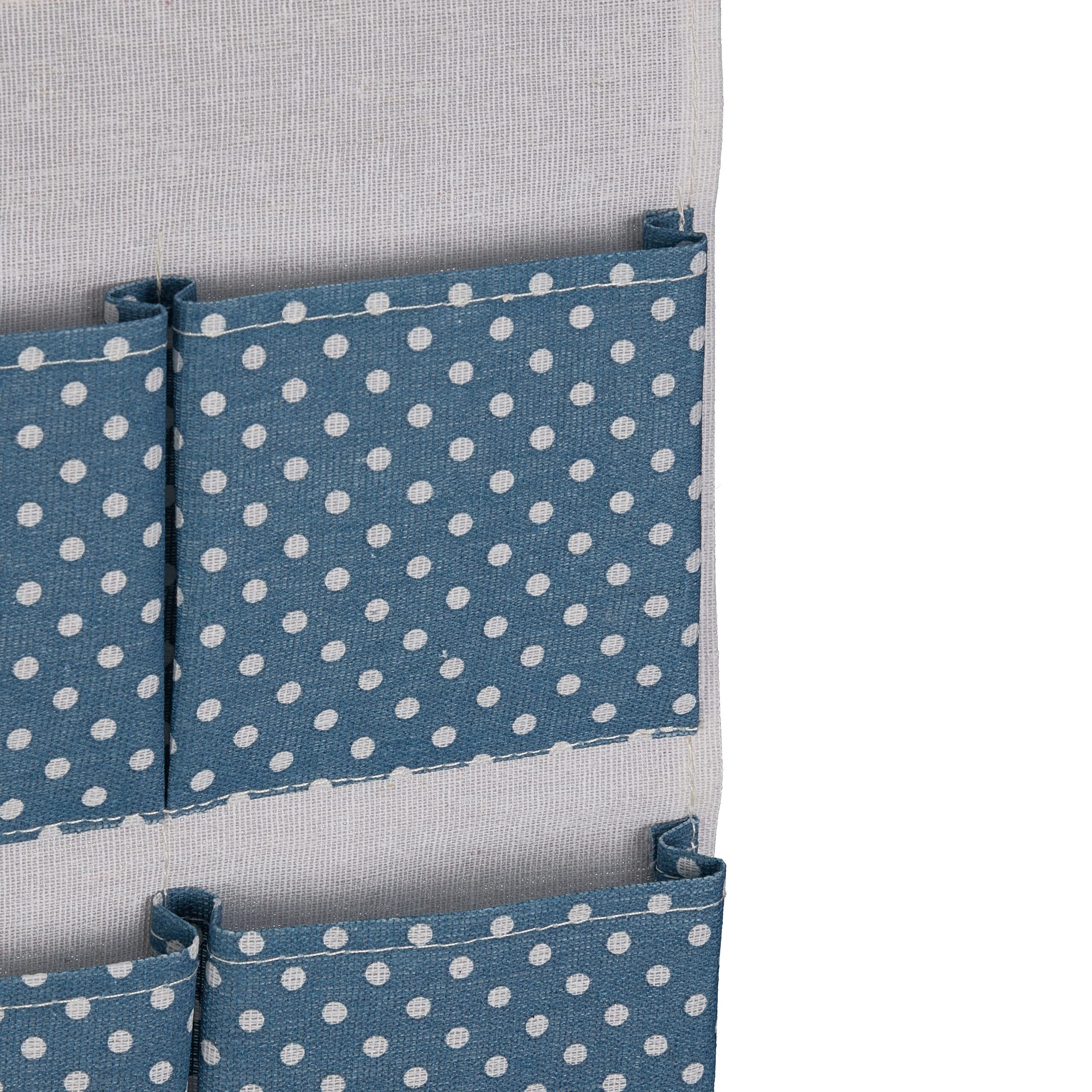 Relaxdays Organizer da Parete, 7 Tasche in Stoffa Portaoggetti, 2 Ganci Portachiavi, Ingresso, HxL: 60x39 cm, Crema Blu