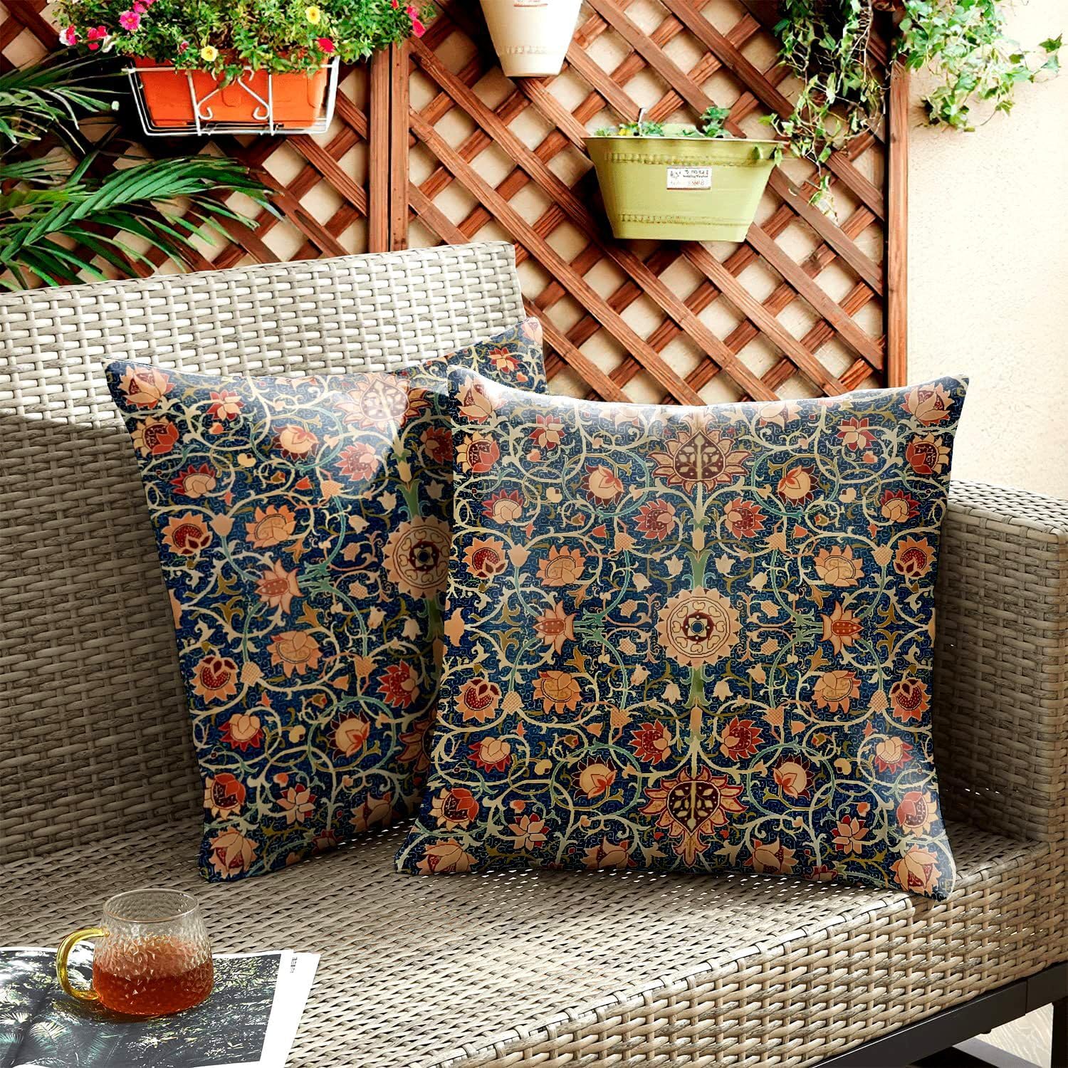 HUASHUZI Cushion Covers William Morris 40x40cm Boho Decorations Double Sided Pattern Throw Pillow Case Set of 2 Home Decor for Sofa Bench Couch - Image 4