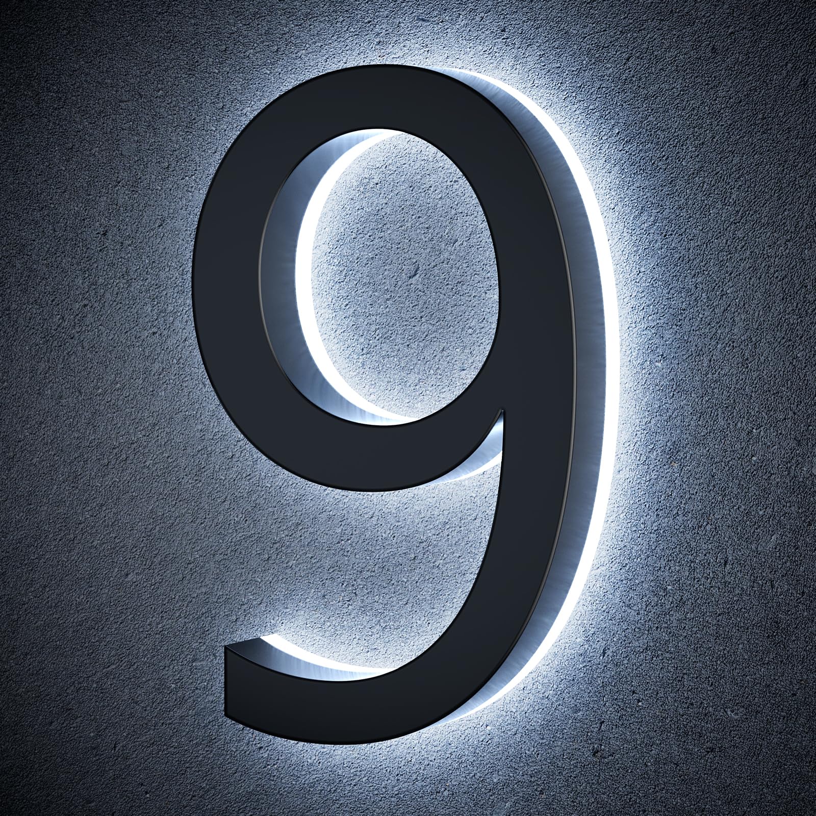 LLtronation 9 Inch Backlit House Numbers for Outside, Stainless Steel, LED Illuminated Home Address Number, Modern Lighted Address Signs for Houses, Restaurant, Waterproof