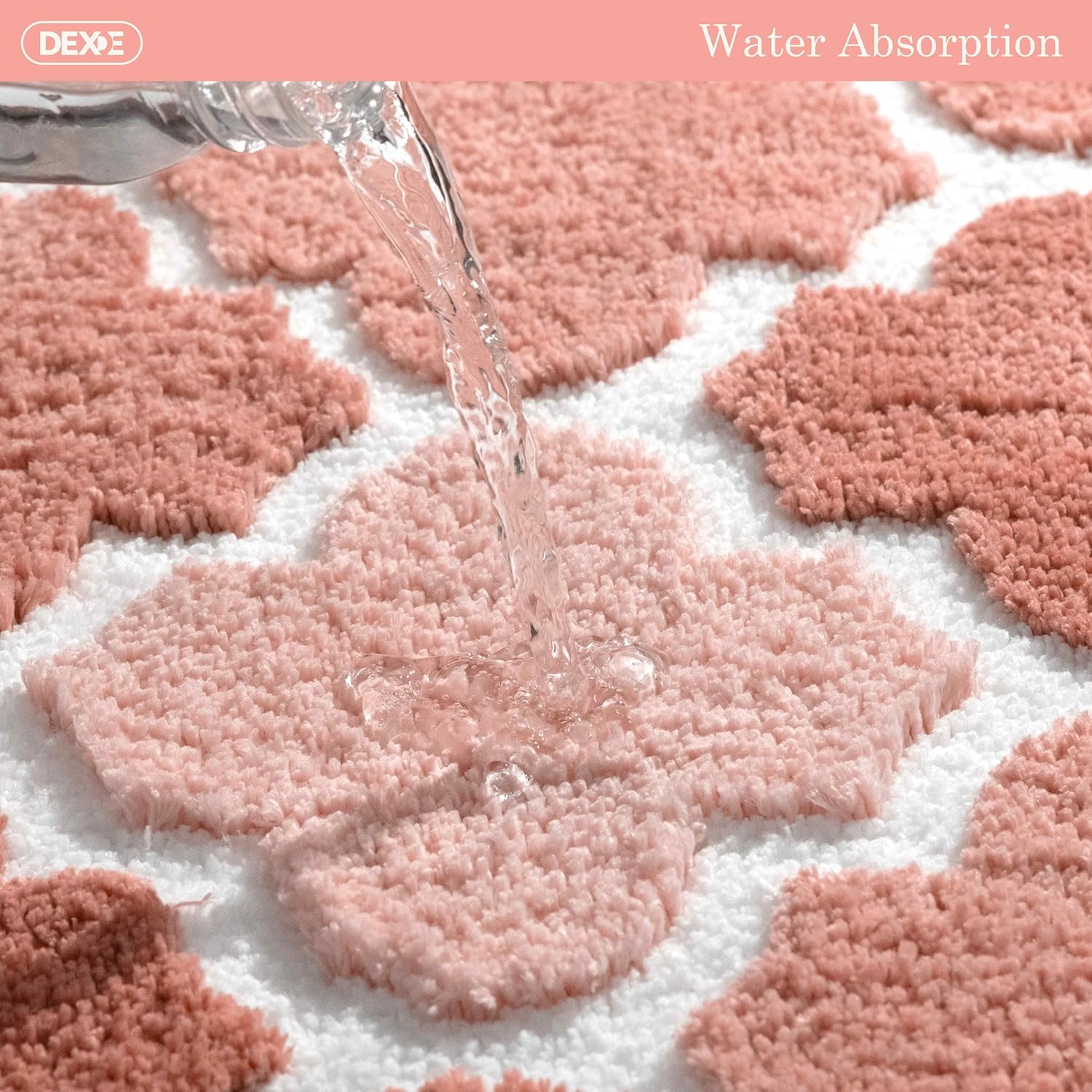 DEXDE Bathroom Rugs Non-Slip, Extra Absorbent Microfiber Bath Mats Machine Wash Dry Soft Bath Carpet for Bathroom Floor Tub and Shower, 17" x 24" Pink - Image 6