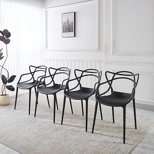 Miniatura 6 de LUMISOL 5 Piece Dining Table Set, Mid-Century Modern Kitchen Table Set with 4 Chairs for Kitchen, Dining Room, Living Room, Black